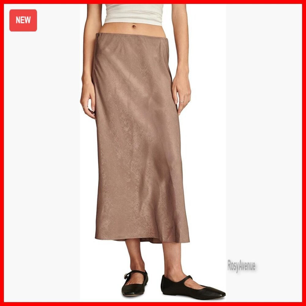 Satin Silk Midi Slip Skirt, Casual Flowy Silhouette, Versatile Staple